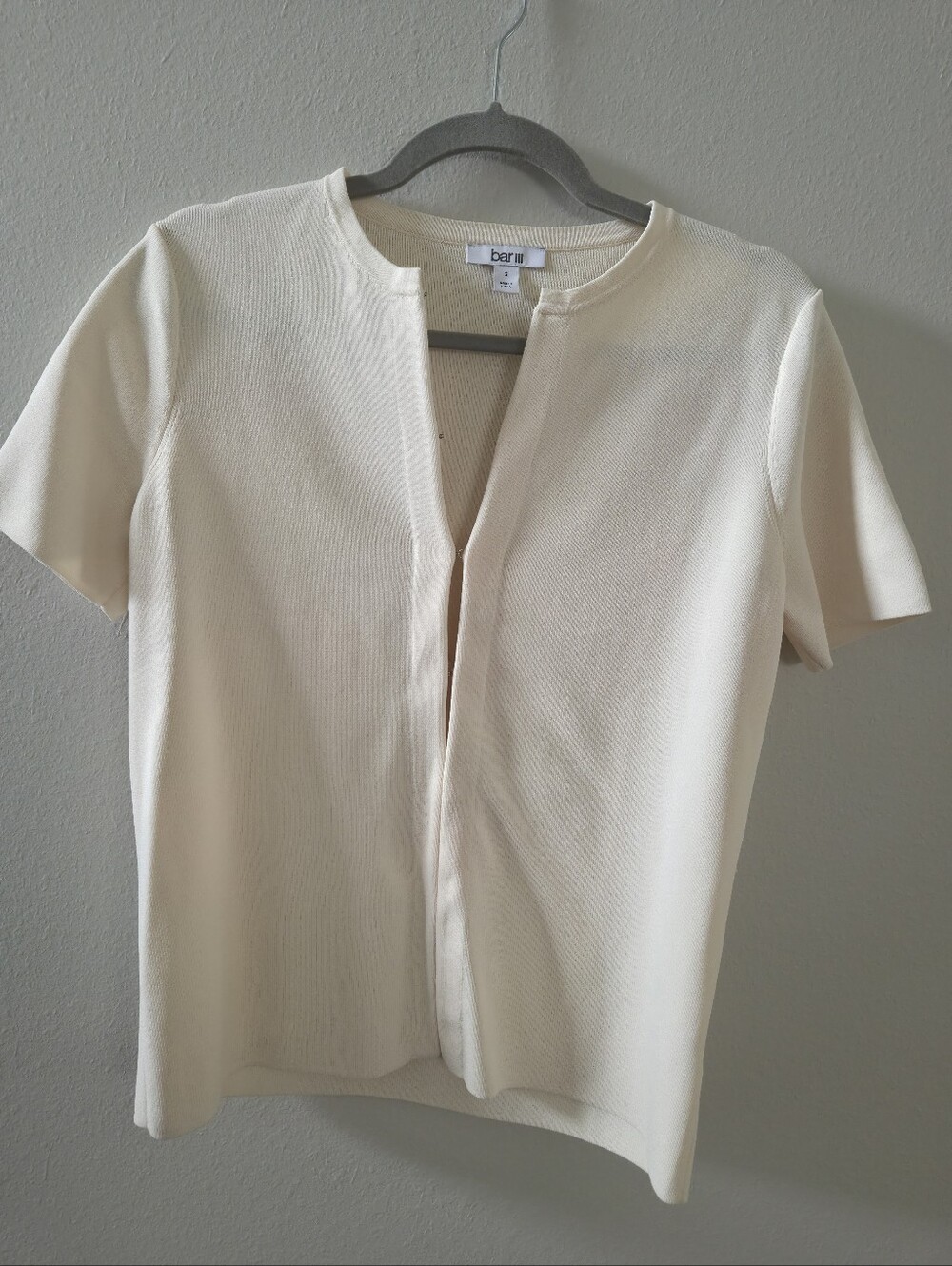 Bar III Cream Short-Sleeve Open Cardigan Top Size Small